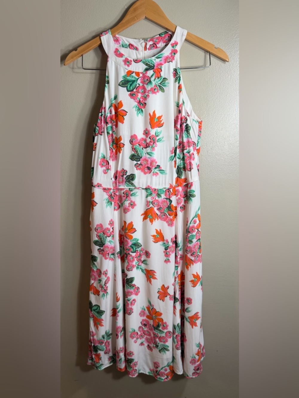 Ann Taylor Floral Midi Dress Size 4 Pink Orange Spring Kentucky Derby Garden